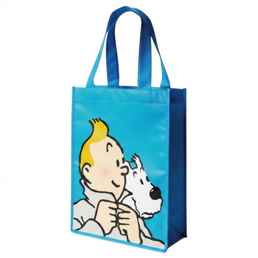 REUSABLE BAG: Tintin & Snowy Blue (small)