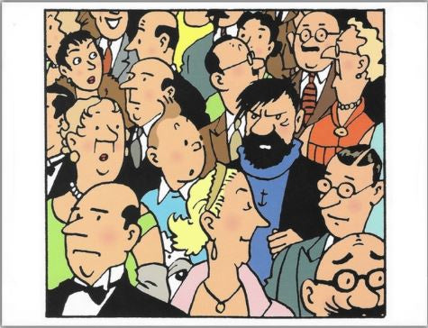 GREETING CARD: Tintin and Haddock in the Crowd