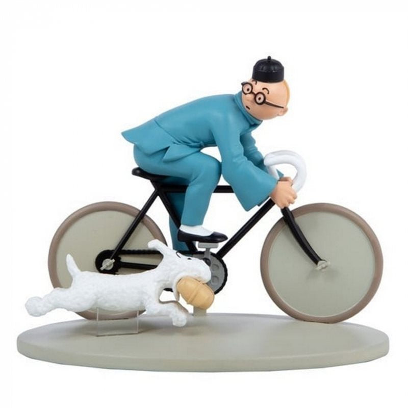 FIGURINE RESIN: Colourised - Tintin & Snowy on Bicycle