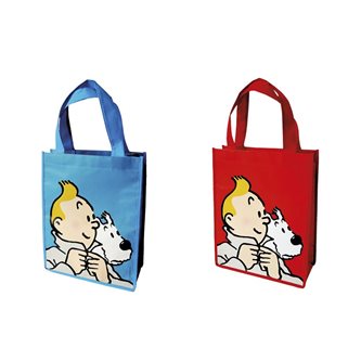 RECYCLED BAG: Tintin & Snowy (Red / Blue)